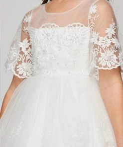 Flower Girl Dresses Floral Lace Girls Mid Sleeve Dress By Cinderella Couture 5092