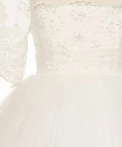 Flower Girl Dresses Floral Lace Girls Mid Sleeve Dress By Cinderella Couture 5092