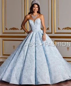 Floral Lace Strapless Quinceanera Dress By House Of Wu 26932