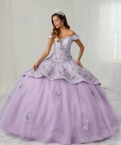 LA Glitter By House Of Wu Floral Off Shoulder Quinceanera Dress By LA Glitter 24083 Quinceañera