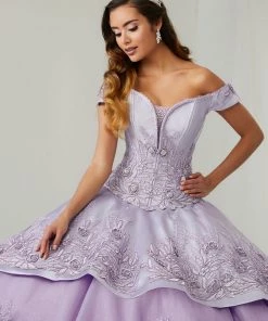 LA Glitter By House Of Wu Floral Off Shoulder Quinceanera Dress By LA Glitter 24083 Quinceañera