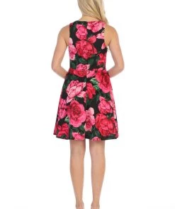 Floral Print Short Sleeveless Party Dress By Celavie 6338 Prom