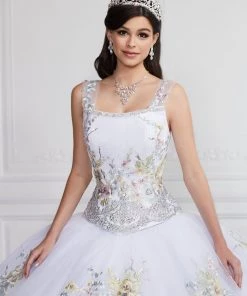 LA Glitter By House Of Wu Floral Quinceanera Dress With Detachable Straps By LA Glitter 24067 Quinceañera
