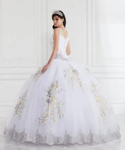 LA Glitter By House Of Wu Floral Quinceanera Dress With Detachable Straps By LA Glitter 24067 Quinceañera