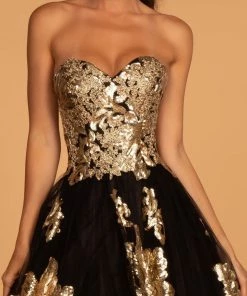 Elizabeth K Floral Sequin Long Strapless Dress By GLS Gloria GL2654 8 Elizabeth K Floral Sequin Long Strapless Dress By GLS Gloria GL2654