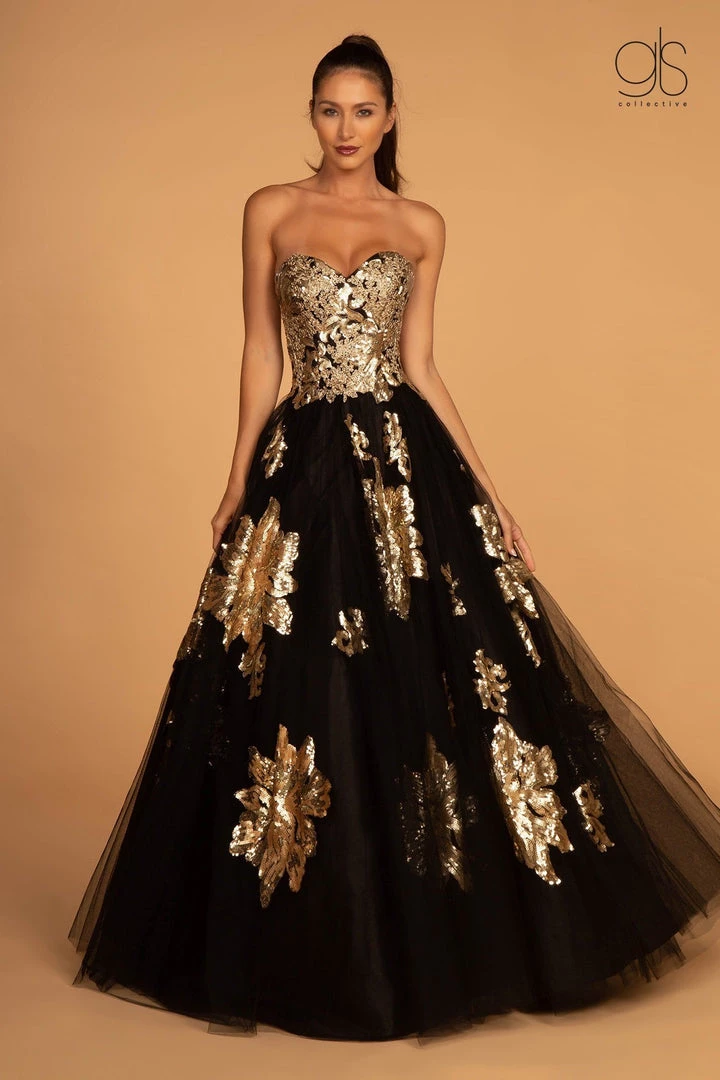 Elizabeth K Floral Sequin Long Strapless Dress By GLS Gloria GL2654 3 Elizabeth K Floral Sequin Long Strapless Dress By GLS Gloria GL2654