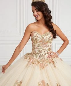 Floral Sequin Quinceanera Dress By House Of Wu 26976