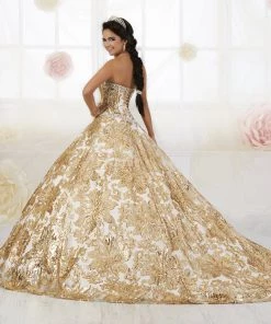 Floral Sequin Strapless Quinceanera Dress By House Of Wu 26909