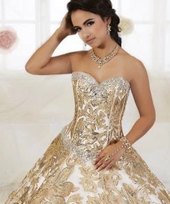 Floral Sequin Strapless Quinceanera Dress By House Of Wu 26909