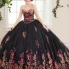 Quinceañera Floral Sequin Strapless Quinceanera Dress By House Of Wu 26965