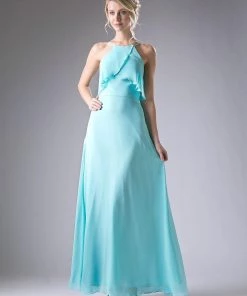 Long Flounce Chiffon Dress By Cinderella Divine CF129 Prom