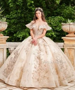 Ragazza Fashion QuinceaƱera Flutter Sleeve Quinceanera Dress By Ragazza DV73-573