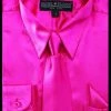 Daniel Ellissa Boys Dress Shirts Fuchsia Boy's Satin Dress Shirts With Neck Tie And Hanky Set 1 Daniel Ellissa Boys Dress Shirts Fuchsia Boy's Satin Dress Shirts With Neck Tie And Hanky Set