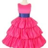ABC Fashion Fuchsia Tea Length Flower Girl Dresses With Sash 1 ABC Fashion Fuchsia Tea Length Flower Girl Dresses With Sash