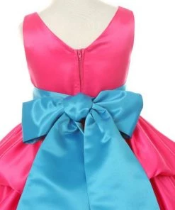 ABC Fashion Fuchsia Tea Length Flower Girl Dresses With Sash