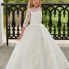 Mary's Bridal Angels Collection Girls 3/4 Sleeve Gown By Mary's Bridal MB9106 Flower Girl Dresses