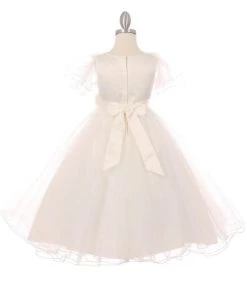 Girls 3D Applique Dress With Short Sleeves By Cinderella Couture 2905