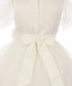 Girls 3D Applique Dress With Short Sleeves By Cinderella Couture 2905