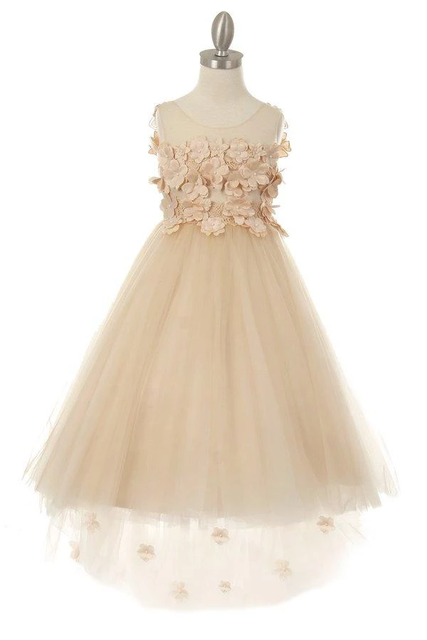 Kids Girls 3D Applique High Low Dress By Cinderella Couture 5077 7 Kids Girls 3D Applique High Low Dress By Cinderella Couture 5077