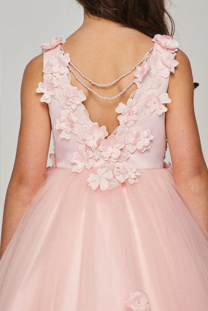 Kids Girls 3D Applique High Low Dress By Cinderella Couture 5077 5 Kids Girls 3D Applique High Low Dress By Cinderella Couture 5077