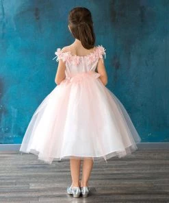 Calla Collection Flower Girl Dresses Girls 3D Floral Cold Shoulder Dress By Calla D797