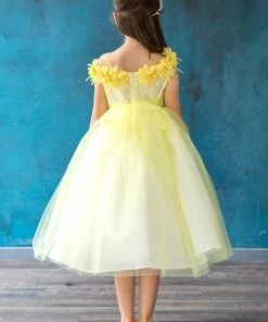 Calla Collection Flower Girl Dresses Girls 3D Floral Cold Shoulder Dress By Calla D797