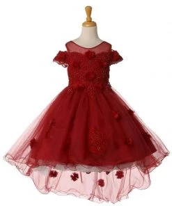 Flower Girl Dresses Girls 3D Floral High Low Dress By Cinderella Couture 9119