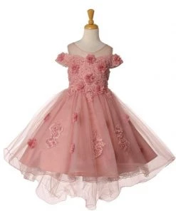 Flower Girl Dresses Girls 3D Floral High Low Dress By Cinderella Couture 9119