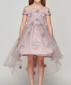 Flower Girl Dresses Girls 3D Floral High Low Dress By Cinderella Couture 9119
