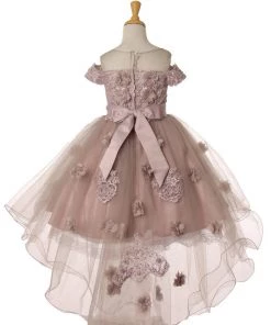 Flower Girl Dresses Girls 3D Floral High Low Dress By Cinderella Couture 9119