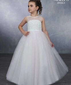 Mary's Bridal Angels Collection Girls 3D Floral Long Sleeveless Dress By Mary's Bridal MB9044