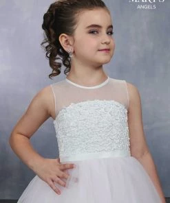 Mary's Bridal Angels Collection Girls 3D Floral Long Sleeveless Dress By Mary's Bridal MB9044