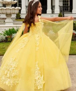 Mary's Bridal Mini Quince Collection Flower Girl Dresses Girls 3D Floral Tulle Gown By Mary's Bridal MQ4031