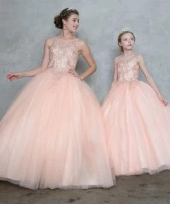 Calla Collection Girls Embroidered Illusion Ball Gown By Calla KY211