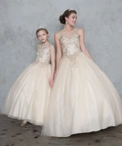 Calla Collection Girls Embroidered Illusion Ball Gown By Calla KY211