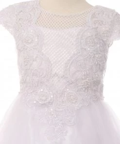 Girls Applique Dress With Short Sleeves By Cinderella Couture 2909