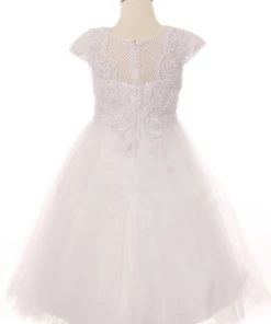 Girls Applique Dress With Short Sleeves By Cinderella Couture 2909