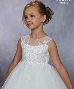 Mary's Bridal Angels Collection Flower Girl Dresses Girls Applique Long Sleeveless Dress By Mary's Bridal MB9043