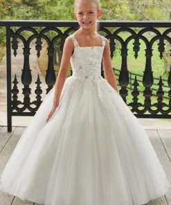 Mary's Bridal Angels Collection Girls Applique Puff Sleeve Gown By Mary's Bridal MB9104