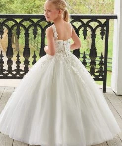 Mary's Bridal Angels Collection Girls Applique Puff Sleeve Gown By Mary's Bridal MB9104