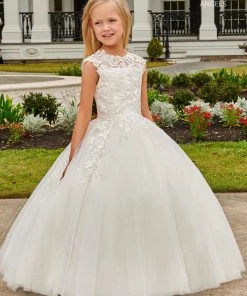 Mary's Bridal Angels Collection Girls Applique Sleeveless Gown By Mary's Bridal MB9098 Flower Girl Dresses
