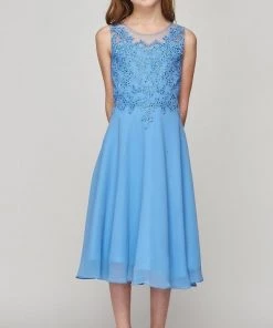 Girls Applique Tea Length Dress By Cinderella Couture 5089 Kids