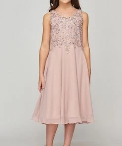 Girls Applique Tea Length Dress By Cinderella Couture 5089 Kids