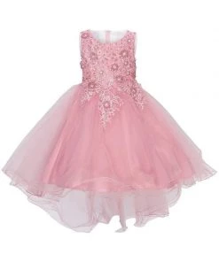Girls Beaded High Low Tulle Dress By Cinderella Couture 9086 Flower Girl Dresses