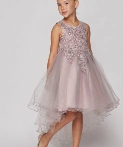 Girls Beaded High Low Tulle Dress By Cinderella Couture 9086 Flower Girl Dresses