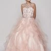 Cinderella Couture Girls Beaded Illusion Ball Gown With Layered Skirt Flower Girl Dresses