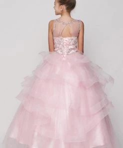 Cinderella Couture Flower Girl Dresses Girls Beaded Illusion Sleeveless Ball Gown With Layered Skirt 19 Cinderella Couture Flower Girl Dresses Girls Beaded Illusion Sleeveless Ball Gown With Layered Skirt