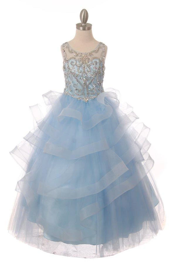Cinderella Couture Flower Girl Dresses Girls Beaded Illusion Sleeveless Ball Gown With Layered Skirt 11 Cinderella Couture Flower Girl Dresses Girls Beaded Illusion Sleeveless Ball Gown With Layered Skirt