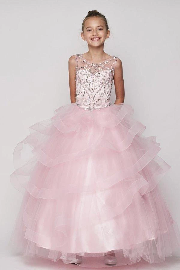 Cinderella Couture Flower Girl Dresses Girls Beaded Illusion Sleeveless Ball Gown With Layered Skirt 8 Cinderella Couture Flower Girl Dresses Girls Beaded Illusion Sleeveless Ball Gown With Layered Skirt