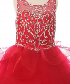 Cinderella Couture Flower Girl Dresses Girls Beaded Illusion Sleeveless Ball Gown With Layered Skirt 14 Cinderella Couture Flower Girl Dresses Girls Beaded Illusion Sleeveless Ball Gown With Layered Skirt